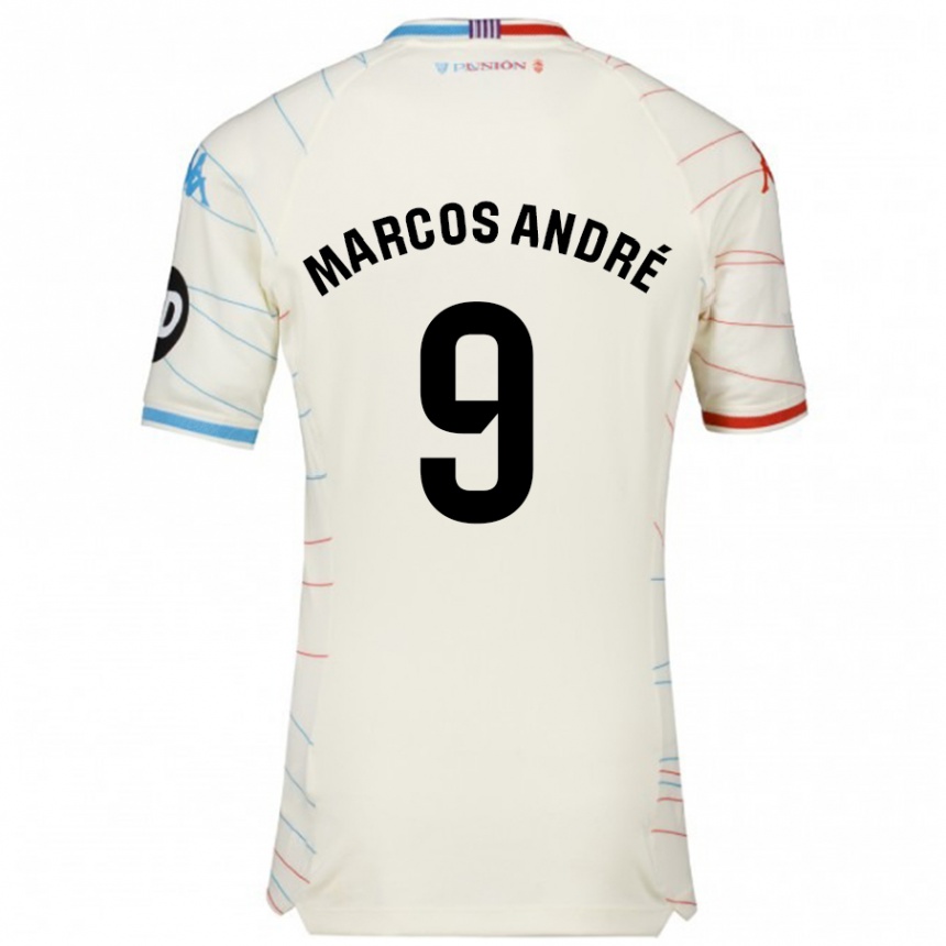 Niño Fútbol Camiseta Marcos André #9 Blanco Rojo Azul 2ª Equipación 2024/25