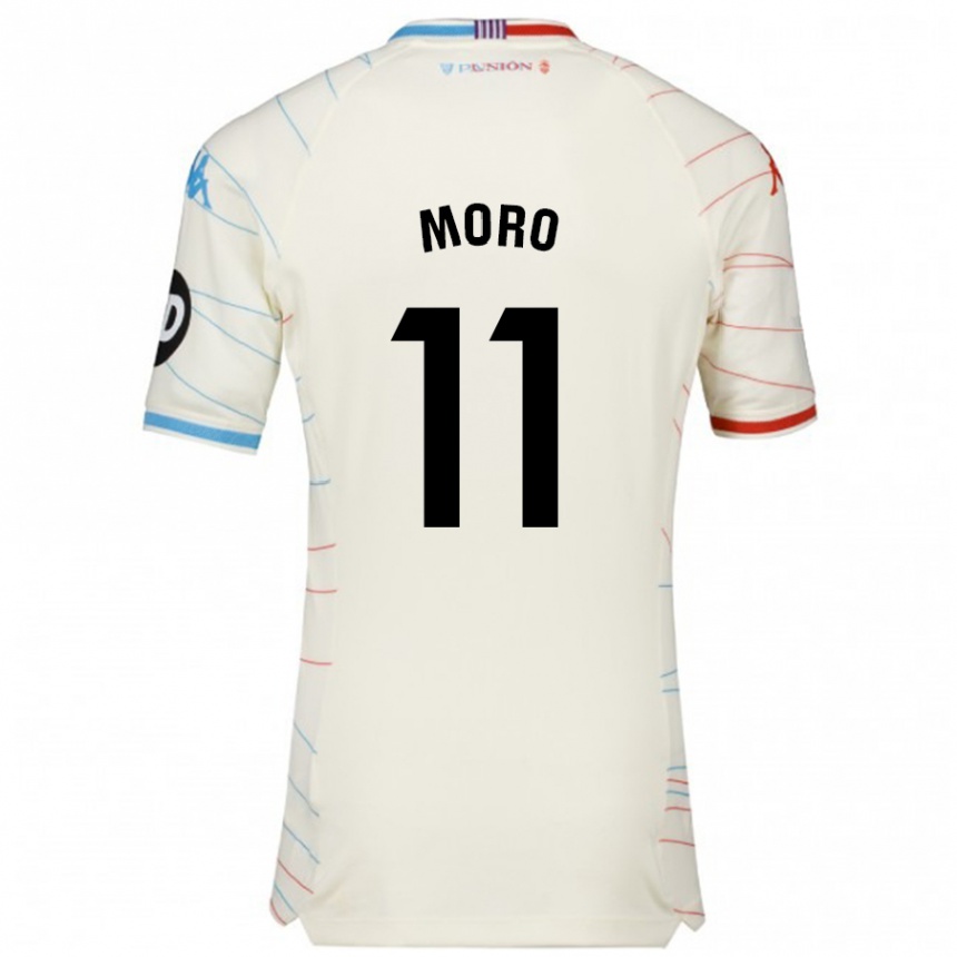 Niño Fútbol Camiseta Raúl Moro #11 Blanco Rojo Azul 2ª Equipación 2024/25