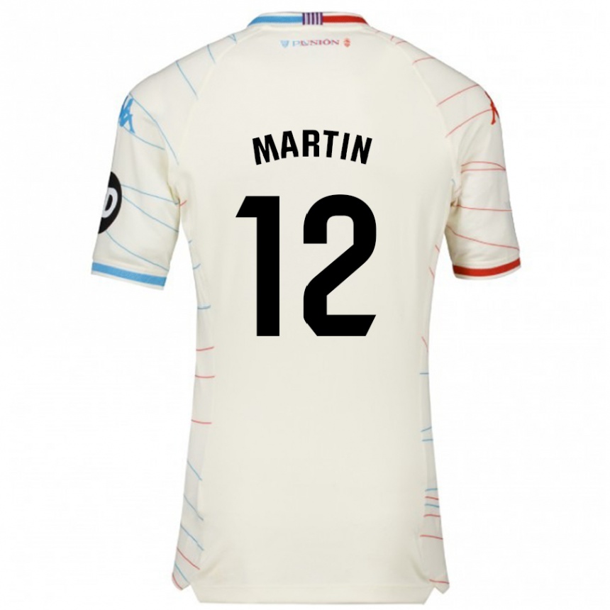 Niño Fútbol Camiseta Mario Martin #12 Blanco Rojo Azul 2ª Equipación 2024/25