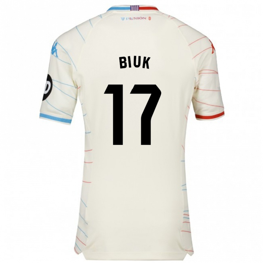 Niño Fútbol Camiseta Stipe Biuk #17 Blanco Rojo Azul 2ª Equipación 2024/25