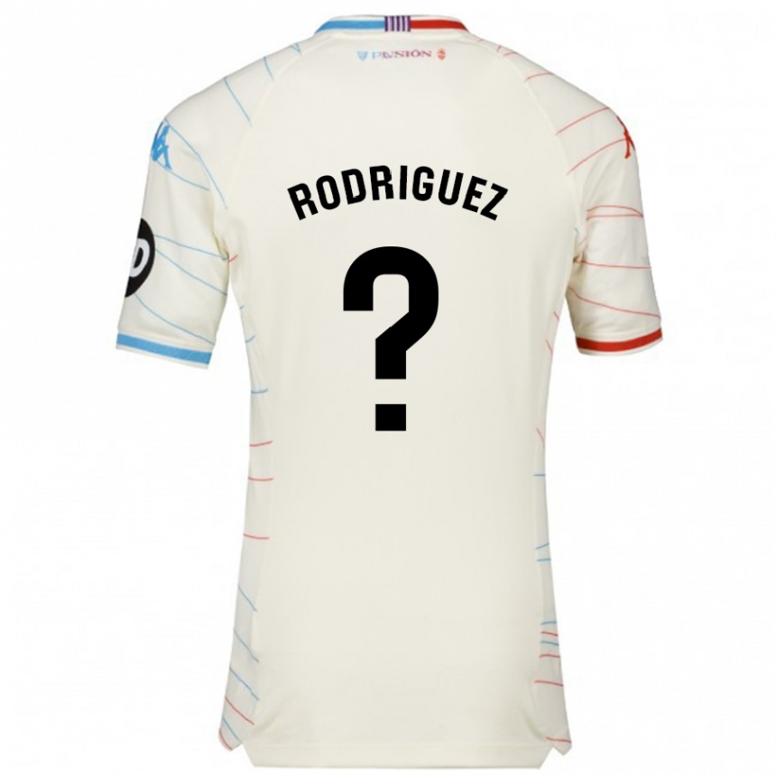 Niño Fútbol Camiseta Gabriel Rodríguez #0 Blanco Rojo Azul 2ª Equipación 2024/25