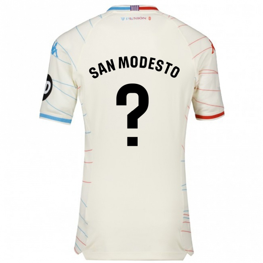 Niño Fútbol Camiseta Hugo San Modesto #0 Blanco Rojo Azul 2ª Equipación 2024/25