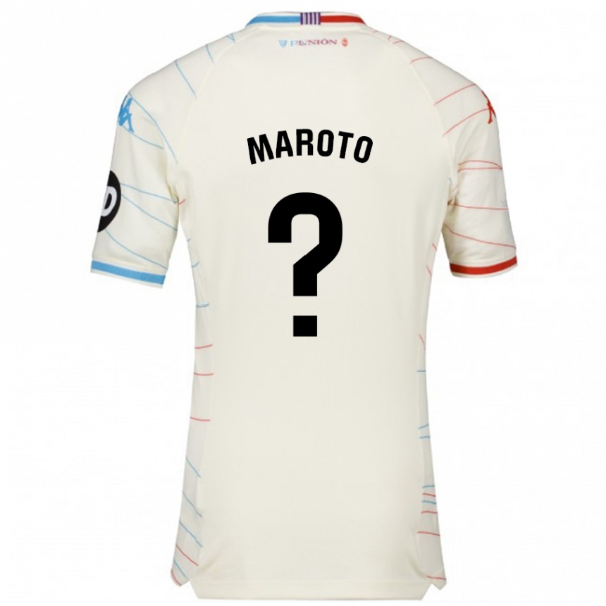 Niño Fútbol Camiseta Mario Maroto #0 Blanco Rojo Azul 2ª Equipación 2024/25