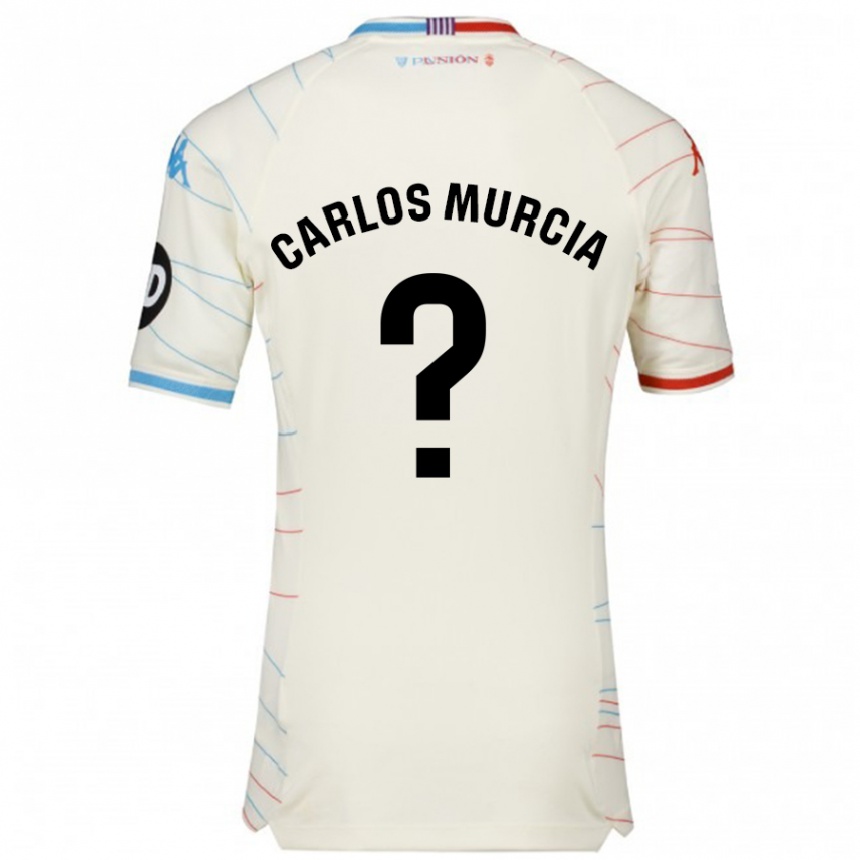 Niño Fútbol Camiseta Juan Carlos Murcia #0 Blanco Rojo Azul 2ª Equipación 2024/25