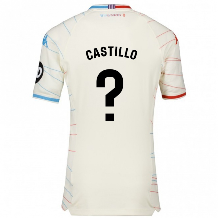 Niño Fútbol Camiseta Gonzalo Castillo #0 Blanco Rojo Azul 2ª Equipación 2024/25