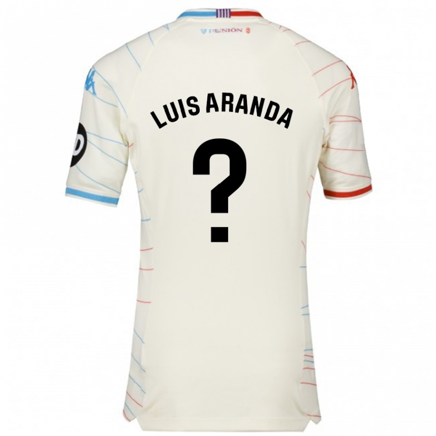 Niño Fútbol Camiseta José Luis Aranda #0 Blanco Rojo Azul 2ª Equipación 2024/25