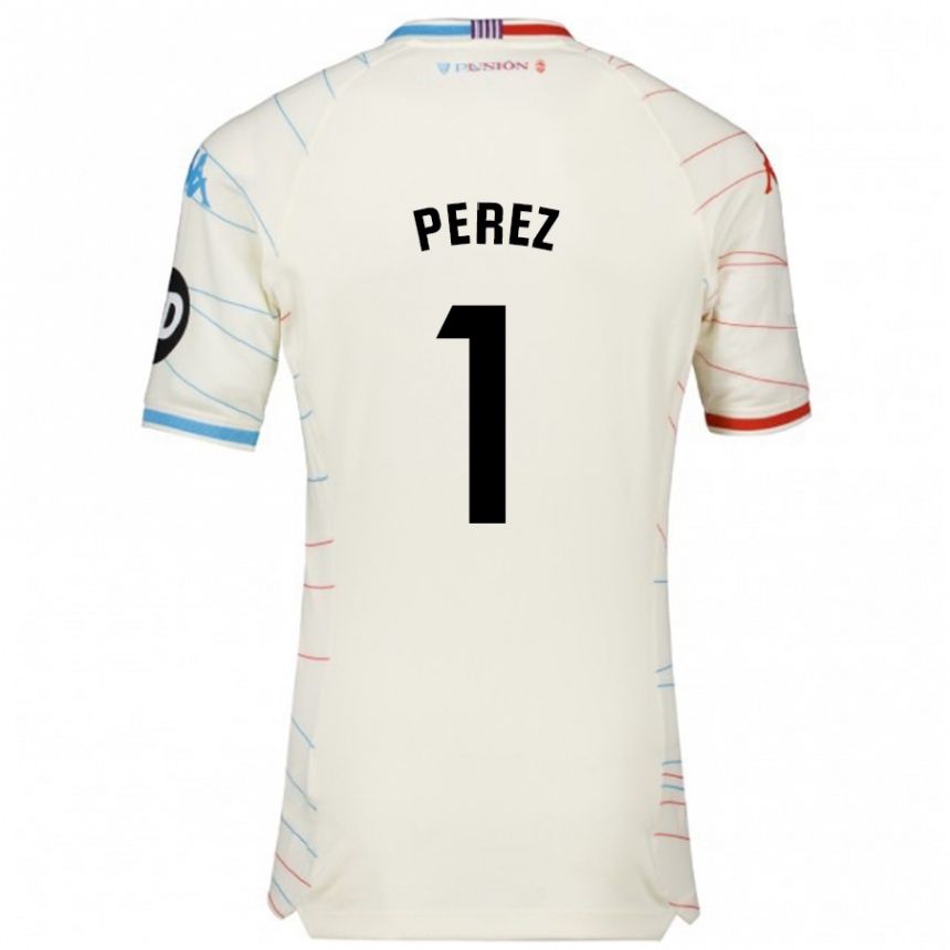 Niño Fútbol Camiseta Fer Pérez #1 Blanco Rojo Azul 2ª Equipación 2024/25