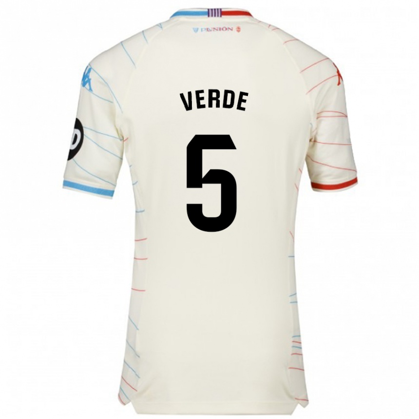 Niño Fútbol Camiseta Adrián Verde #5 Blanco Rojo Azul 2ª Equipación 2024/25