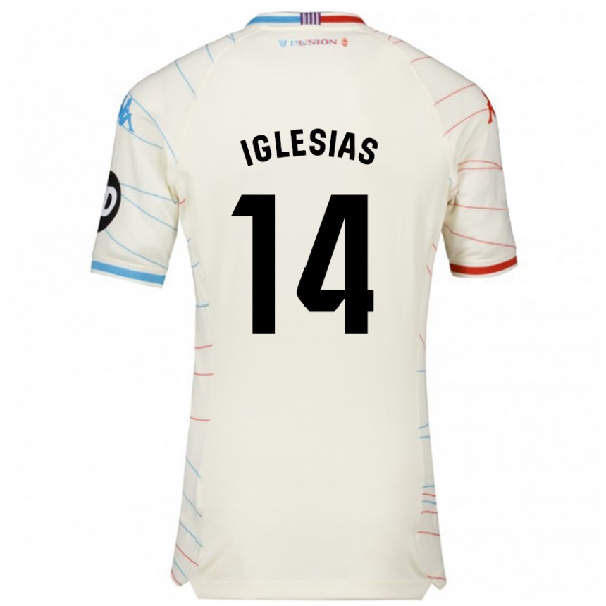 Niño Fútbol Camiseta Koke Iglesias #14 Blanco Rojo Azul 2ª Equipación 2024/25