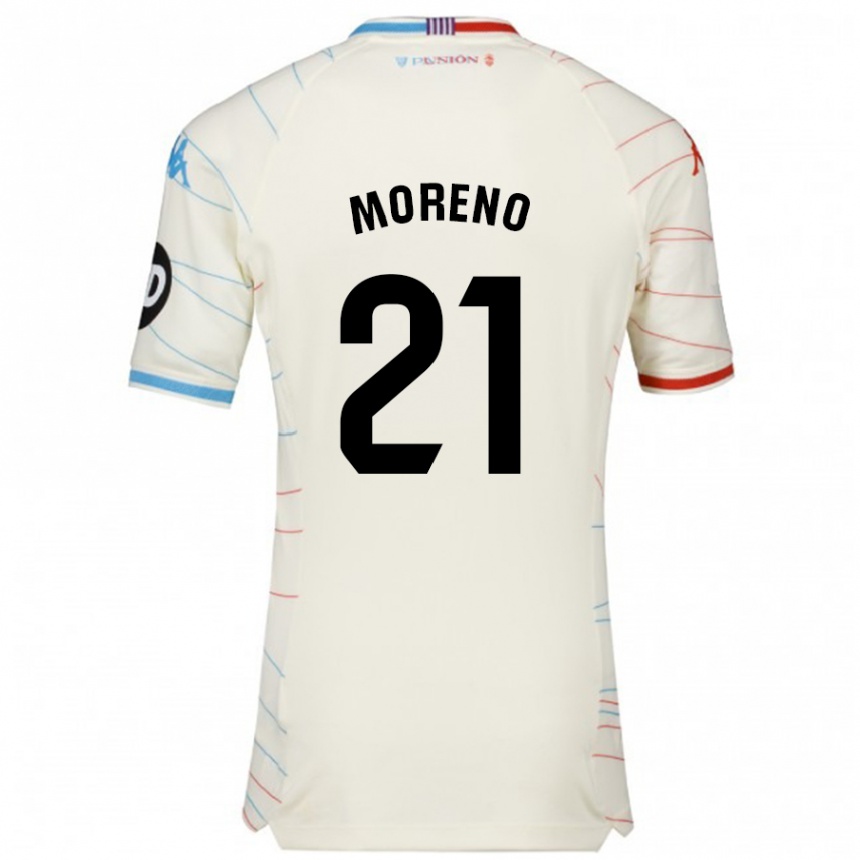 Niño Fútbol Camiseta Xavi Moreno #21 Blanco Rojo Azul 2ª Equipación 2024/25