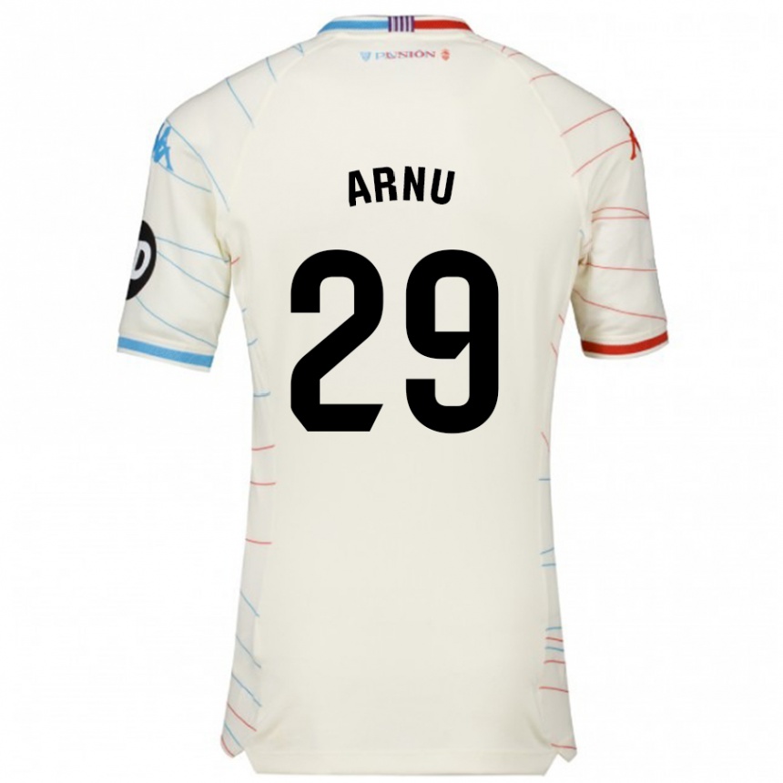 Niño Fútbol Camiseta Adrián Arnu #29 Blanco Rojo Azul 2ª Equipación 2024/25