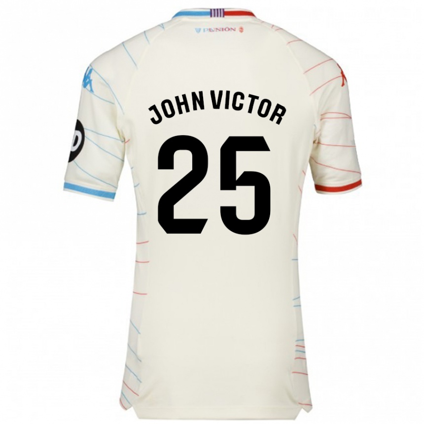 Niño Fútbol Camiseta John Victor #25 Blanco Rojo Azul 2ª Equipación 2024/25