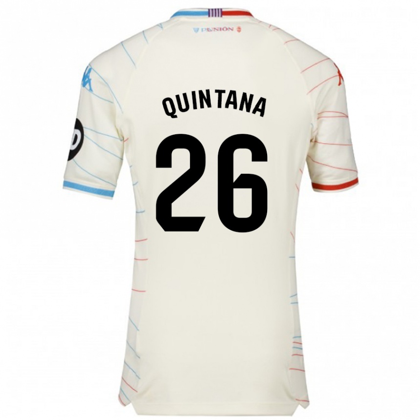 Niño Fútbol Camiseta Alberto Quintana #26 Blanco Rojo Azul 2ª Equipación 2024/25