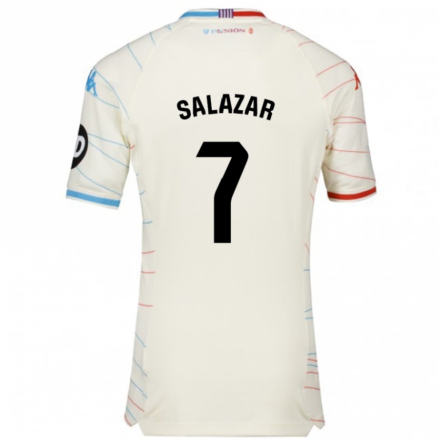 Niño Fútbol Camiseta Israel Salazar #7 Blanco Rojo Azul 2ª Equipación 2024/25