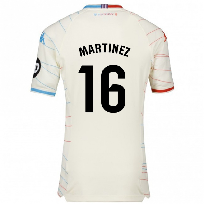 Niño Fútbol Camiseta Jesús Martínez #16 Blanco Rojo Azul 2ª Equipación 2024/25