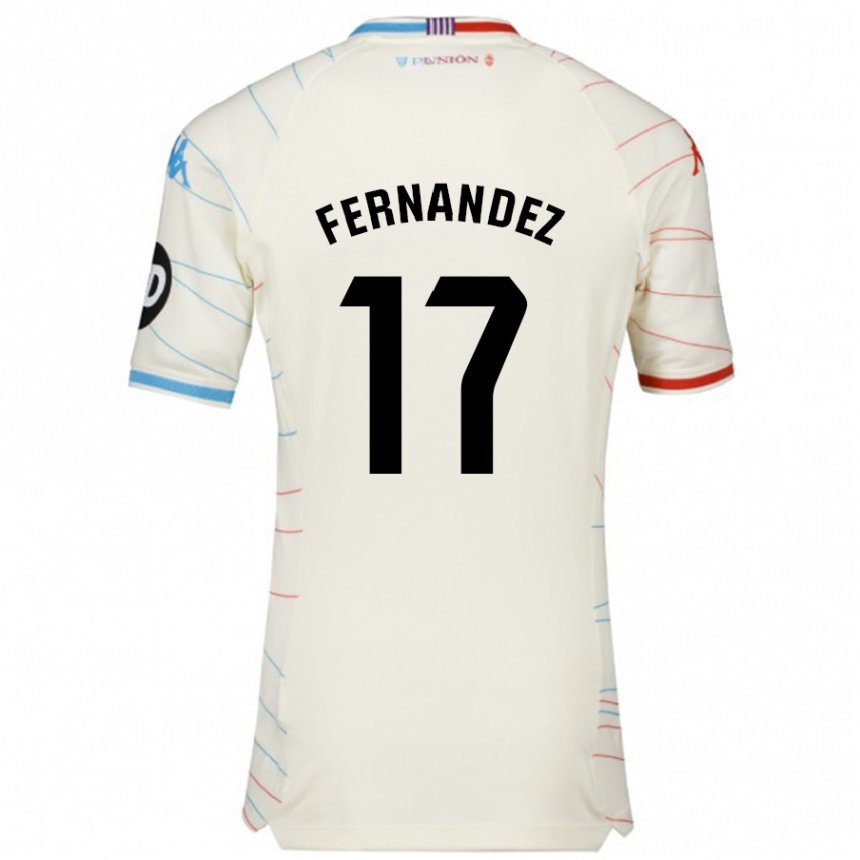 Niño Fútbol Camiseta Dani Fernández #17 Blanco Rojo Azul 2ª Equipación 2024/25