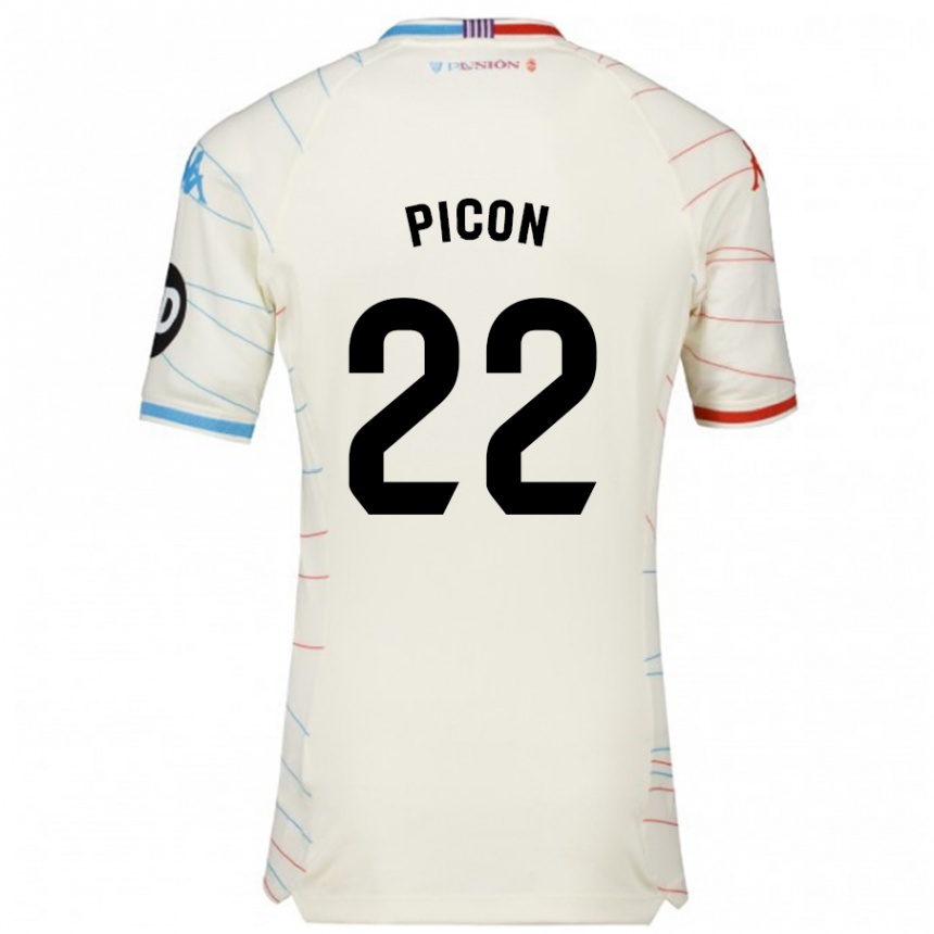 Niño Fútbol Camiseta Pablo Picón #22 Blanco Rojo Azul 2ª Equipación 2024/25