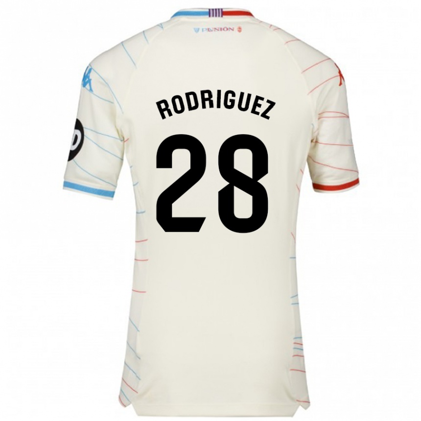 Niño Fútbol Camiseta Yago Rodríguez #28 Blanco Rojo Azul 2ª Equipación 2024/25