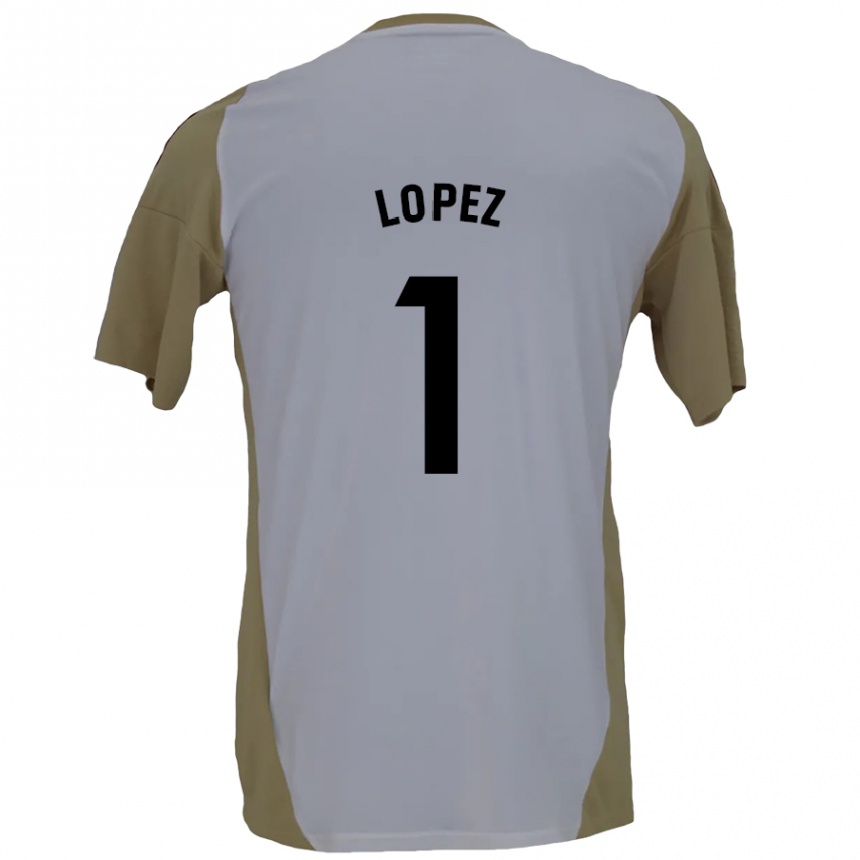 Niño Fútbol Camiseta Luis López #1 Marrón Blanco 2ª Equipación 2024/25