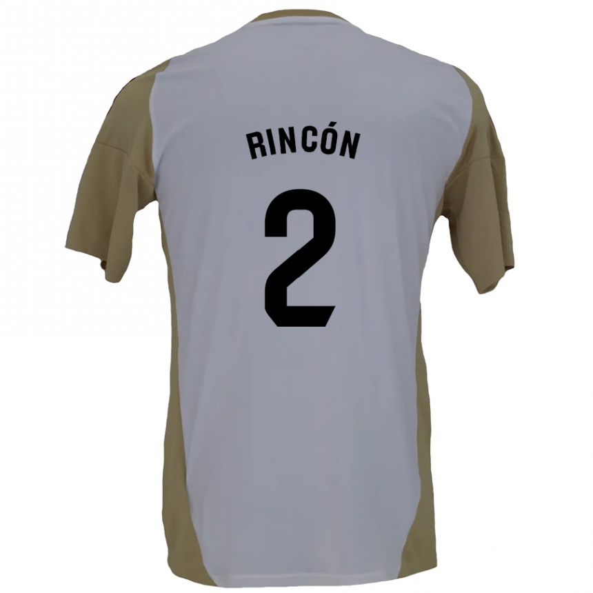 Niño Fútbol Camiseta Hugo Rincón #2 Marrón Blanco 2ª Equipación 2024/25