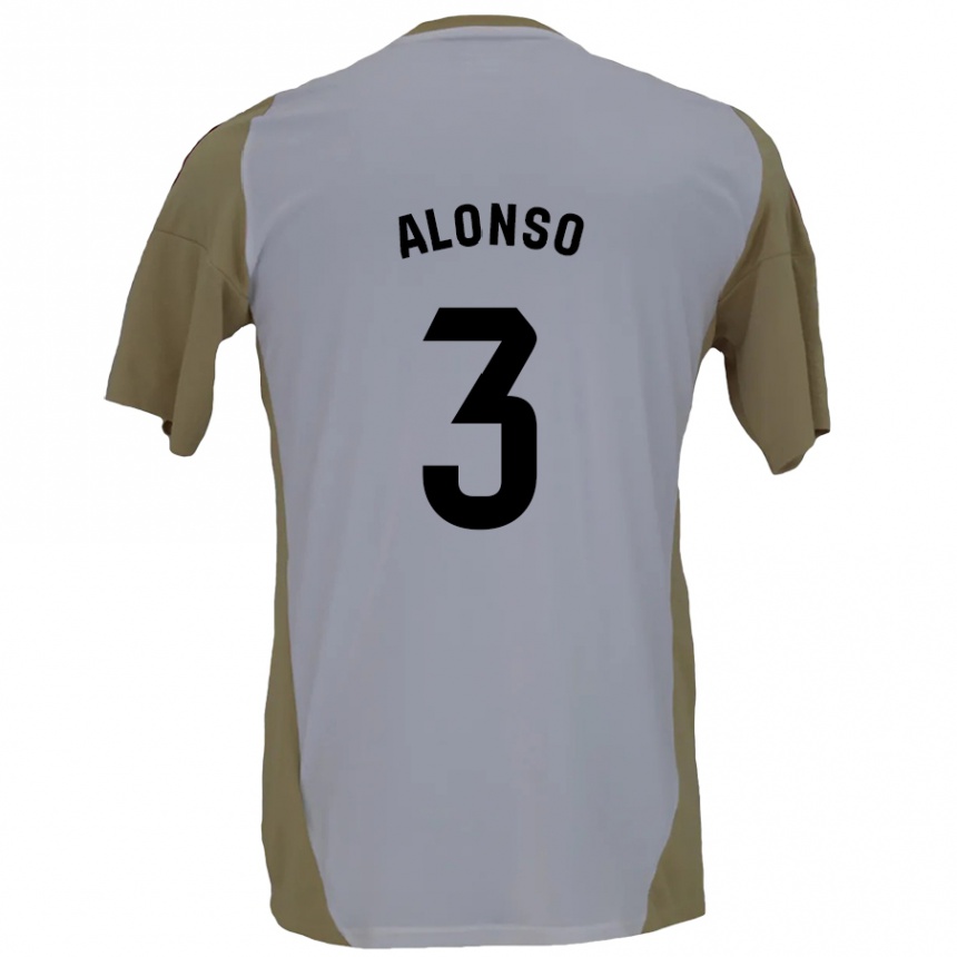 Niño Fútbol Camiseta Julio Alonso #3 Marrón Blanco 2ª Equipación 2024/25