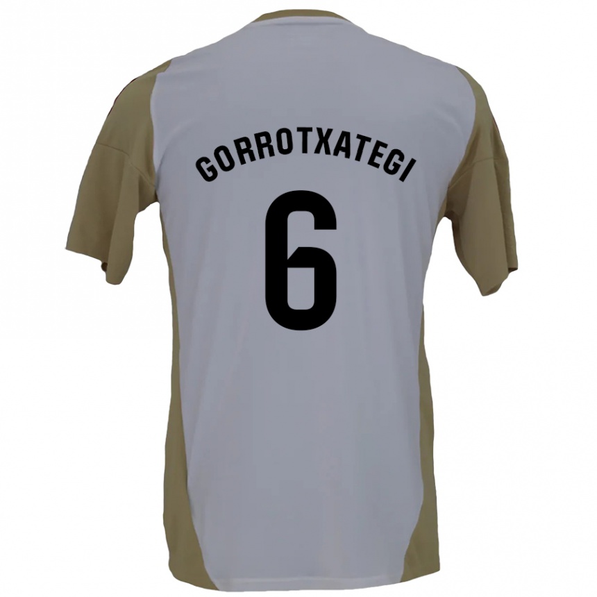 Niño Fútbol Camiseta Jon Gorrotxategi #6 Marrón Blanco 2ª Equipación 2024/25