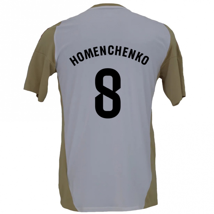 Niño Fútbol Camiseta Santiago Homenchenko #8 Marrón Blanco 2ª Equipación 2024/25