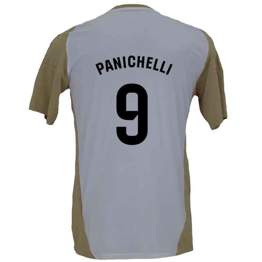 Niño Fútbol Camiseta Joaquín Panichelli #9 Marrón Blanco 2ª Equipación 2024/25