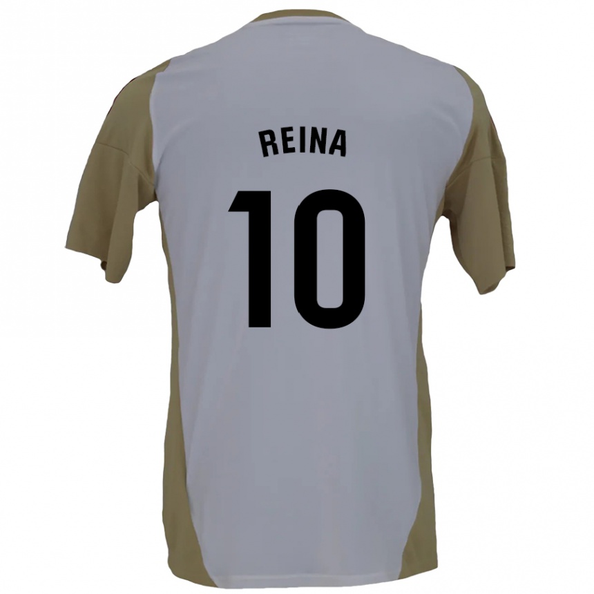 Niño Fútbol Camiseta Alberto Reina #10 Marrón Blanco 2ª Equipación 2024/25