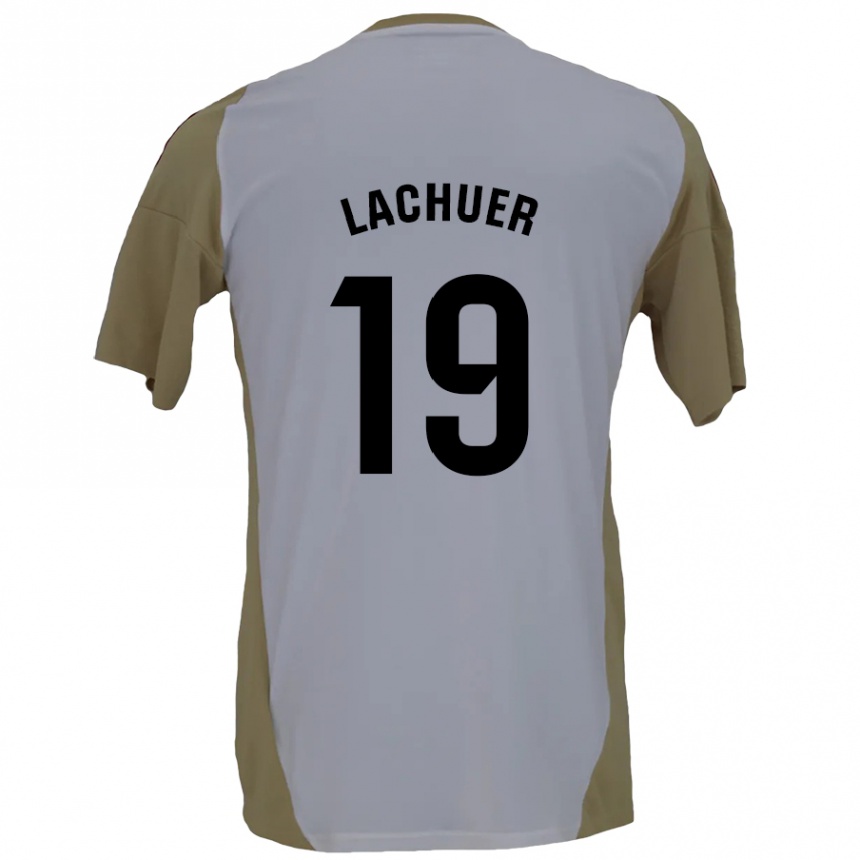 Niño Fútbol Camiseta Mathis Lachuer #19 Marrón Blanco 2ª Equipación 2024/25