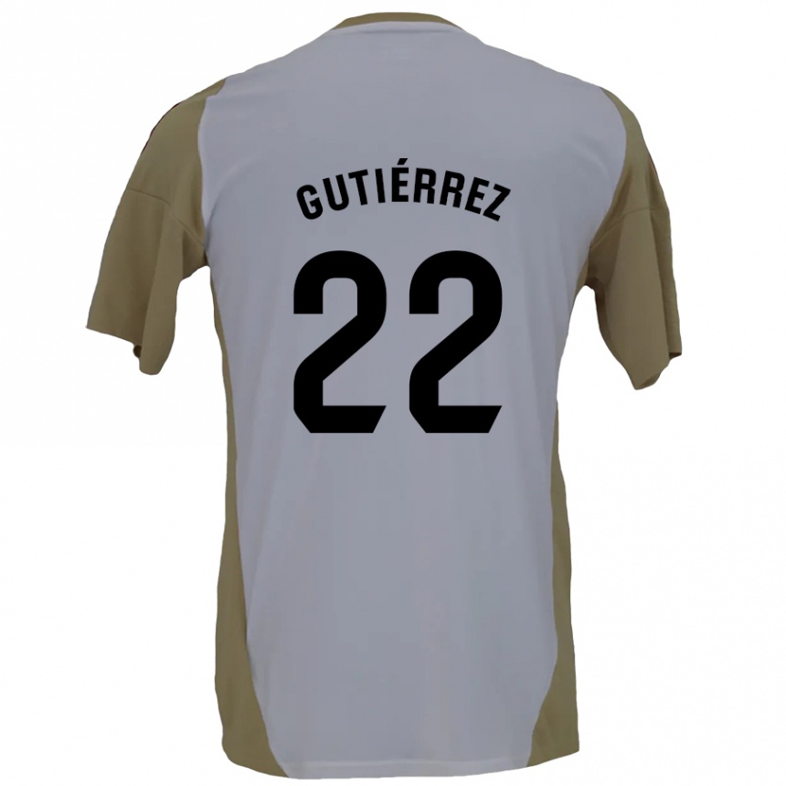 Niño Fútbol Camiseta Juan Gutiérrez #22 Marrón Blanco 2ª Equipación 2024/25