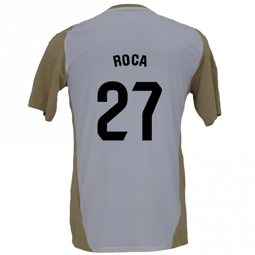 Niño Fútbol Camiseta Joel Roca #27 Marrón Blanco 2ª Equipación 2024/25