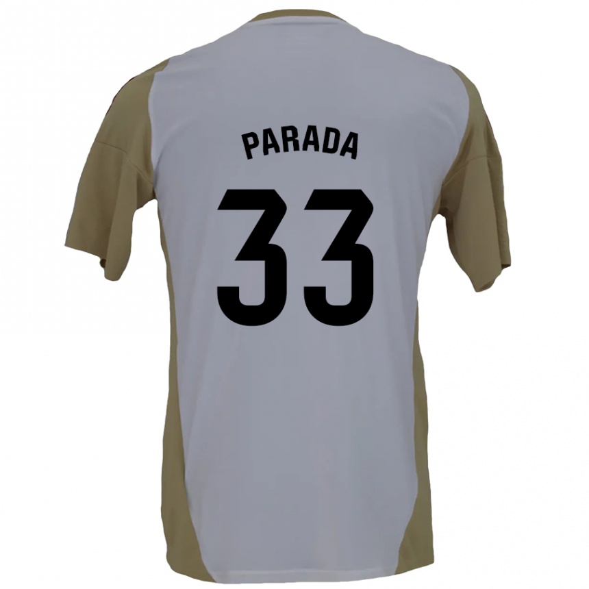 Niño Fútbol Camiseta Victor Parada #33 Marrón Blanco 2ª Equipación 2024/25