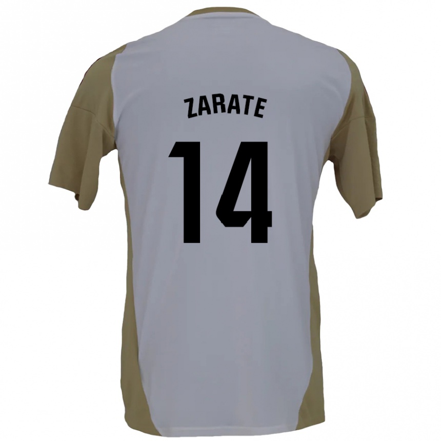 Niño Fútbol Camiseta Hugo Zárate #14 Marrón Blanco 2ª Equipación 2024/25