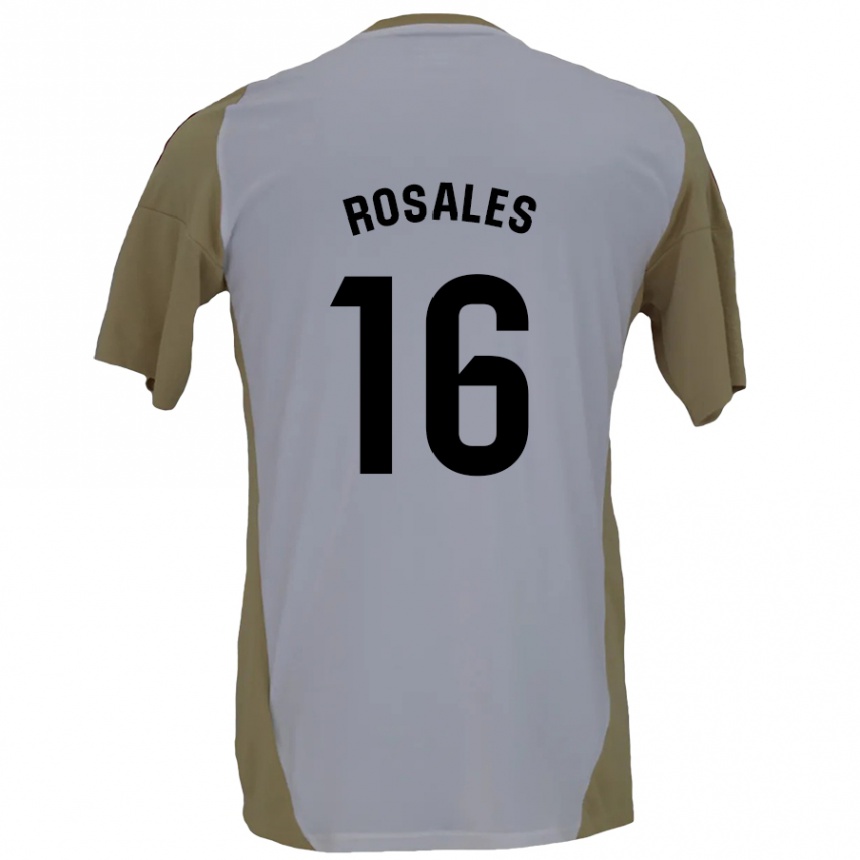 Niño Fútbol Camiseta Diego Rosales #16 Marrón Blanco 2ª Equipación 2024/25