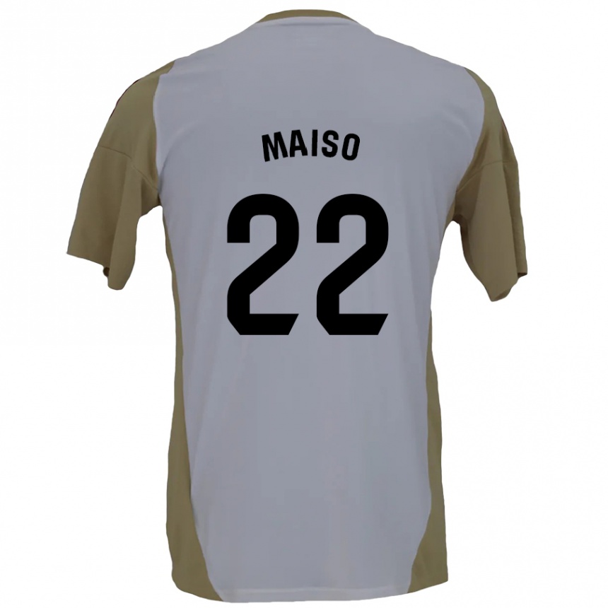 Niño Fútbol Camiseta Álvaro Maiso #22 Marrón Blanco 2ª Equipación 2024/25