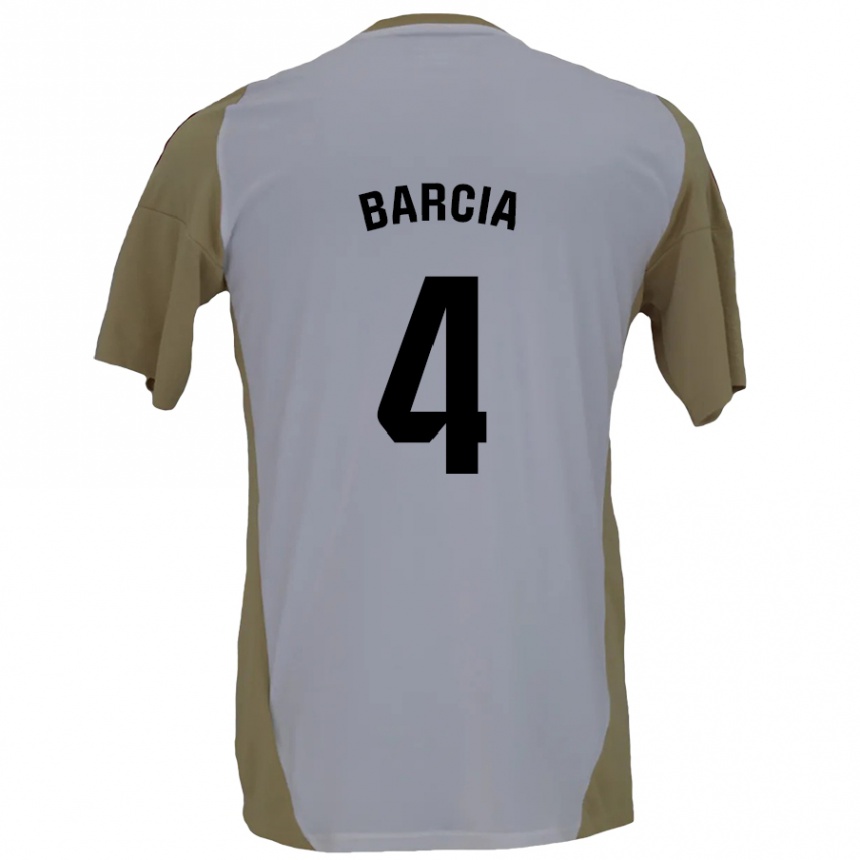 Niño Fútbol Camiseta Sergio Barcia #4 Marrón Blanco 2ª Equipación 2024/25