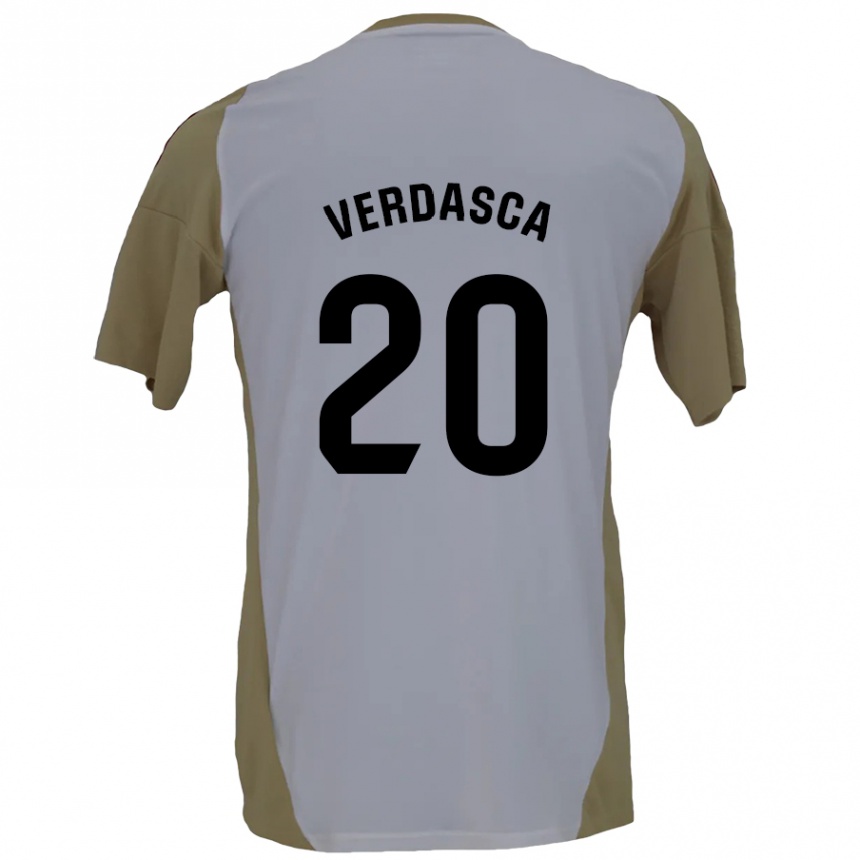 Niño Fútbol Camiseta Diogo Verdasca #20 Marrón Blanco 2ª Equipación 2024/25