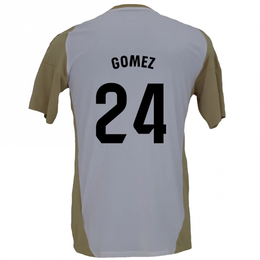 Niño Fútbol Camiseta Jonathan Gómez #24 Marrón Blanco 2ª Equipación 2024/25