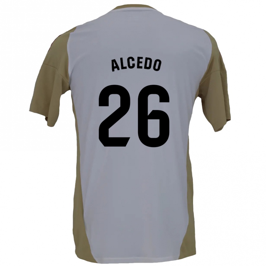 Niño Fútbol Camiseta Juan María Alcedo #26 Marrón Blanco 2ª Equipación 2024/25