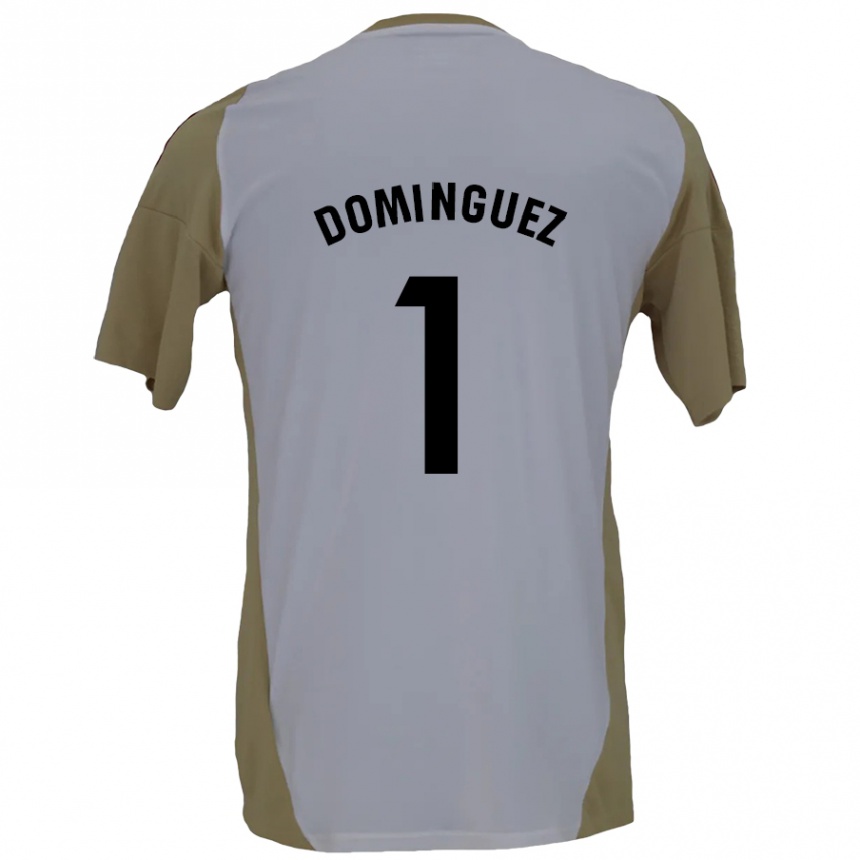 Niño Fútbol Camiseta Iago Domínguez #1 Marrón Blanco 2ª Equipación 2024/25