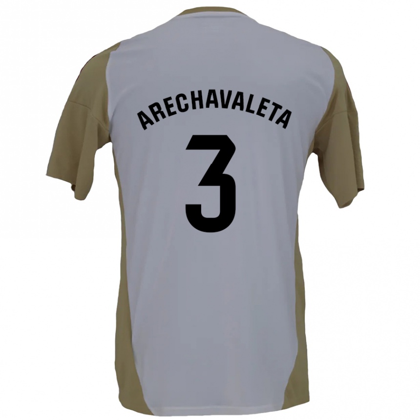 Niño Fútbol Camiseta Jorge Arechavaleta #3 Marrón Blanco 2ª Equipación 2024/25