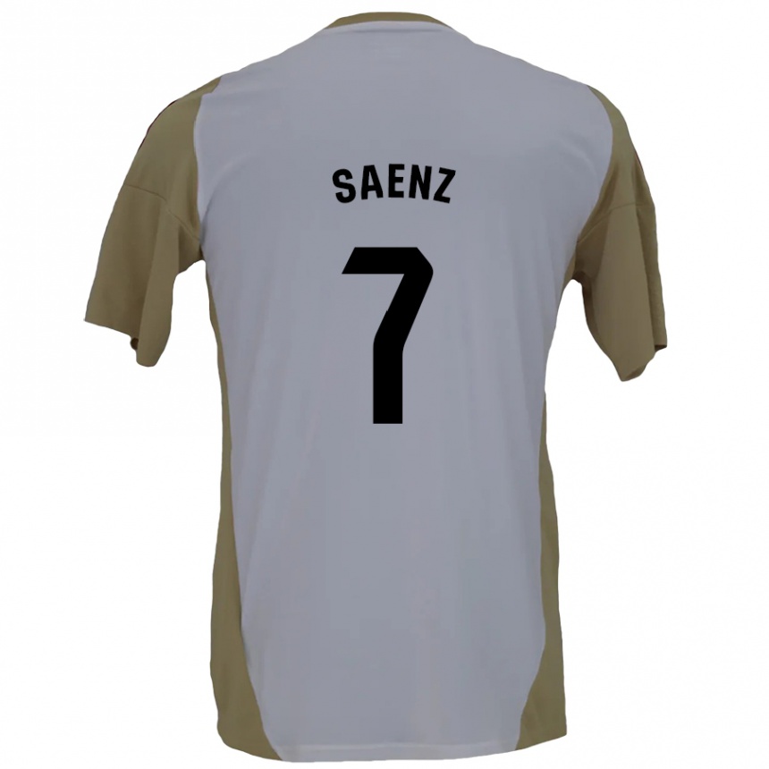 Niño Fútbol Camiseta Raúl Sáenz #7 Marrón Blanco 2ª Equipación 2024/25