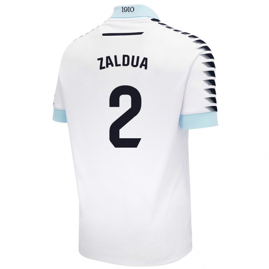 Niño Fútbol Camiseta Joseba Zaldua #2 Blanco Azul 2ª Equipación 2024/25