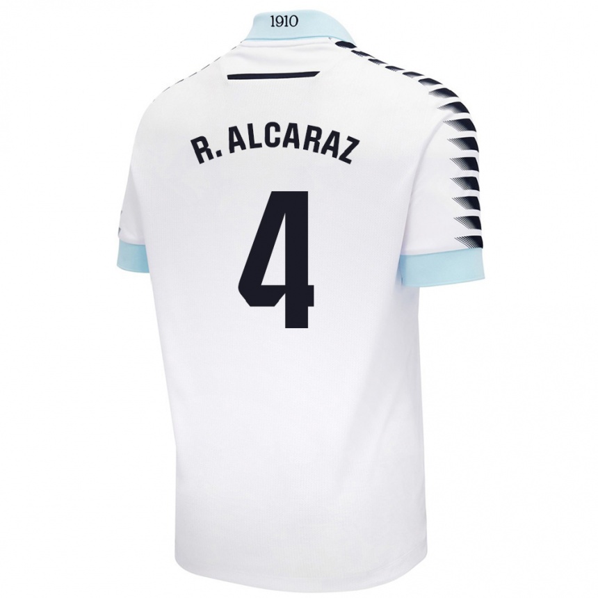 Niño Fútbol Camiseta Rubén Alcaraz #4 Blanco Azul 2ª Equipación 2024/25