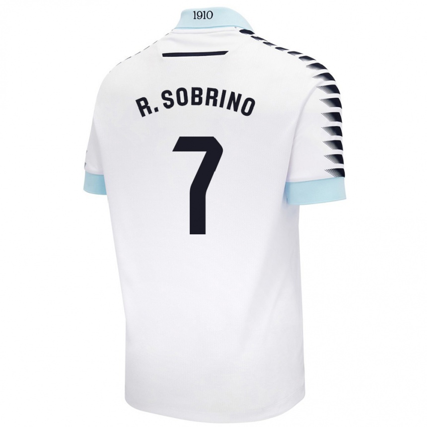 Niño Fútbol Camiseta Rubén Sobrino #7 Blanco Azul 2ª Equipación 2024/25