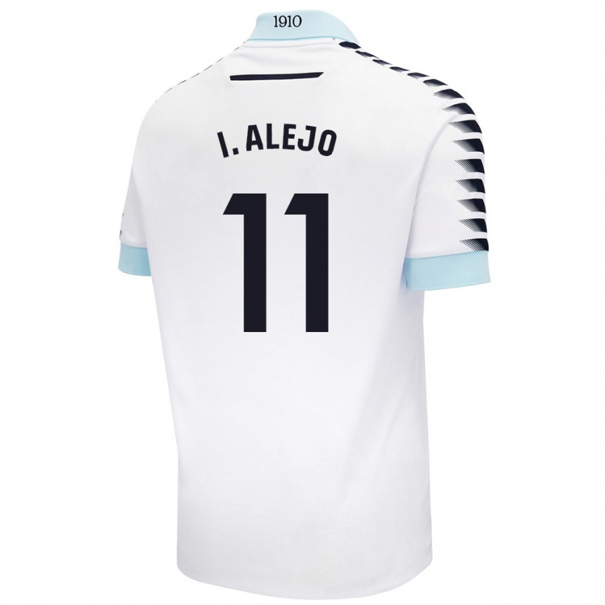 Niño Fútbol Camiseta Iván Alejo #11 Blanco Azul 2ª Equipación 2024/25