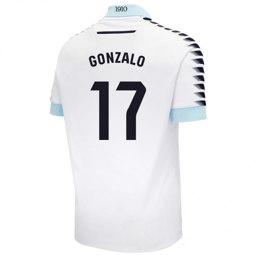 Niño Fútbol Camiseta Gonzalo Escalante #17 Blanco Azul 2ª Equipación 2024/25