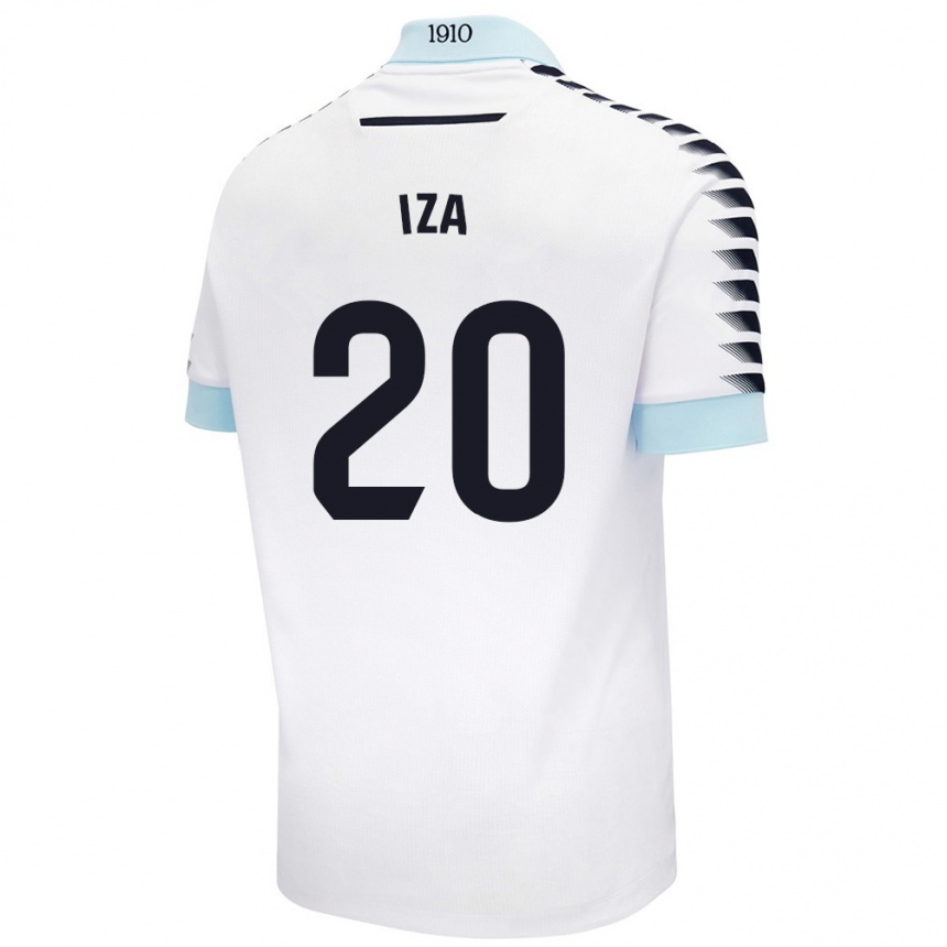 Niño Fútbol Camiseta Iza Carcelén #20 Blanco Azul 2ª Equipación 2024/25