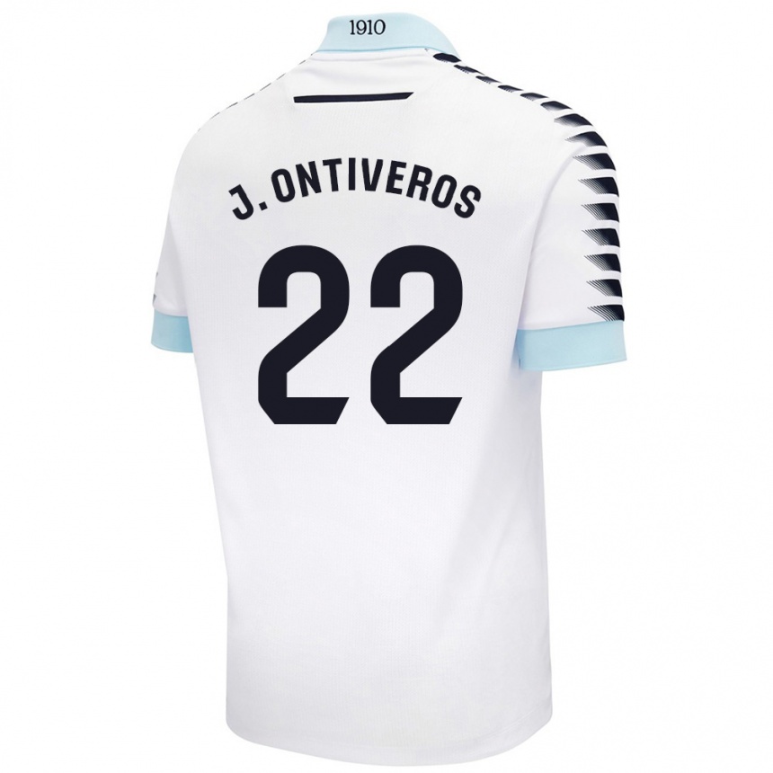 Niño Fútbol Camiseta Javi Ontiveros #22 Blanco Azul 2ª Equipación 2024/25